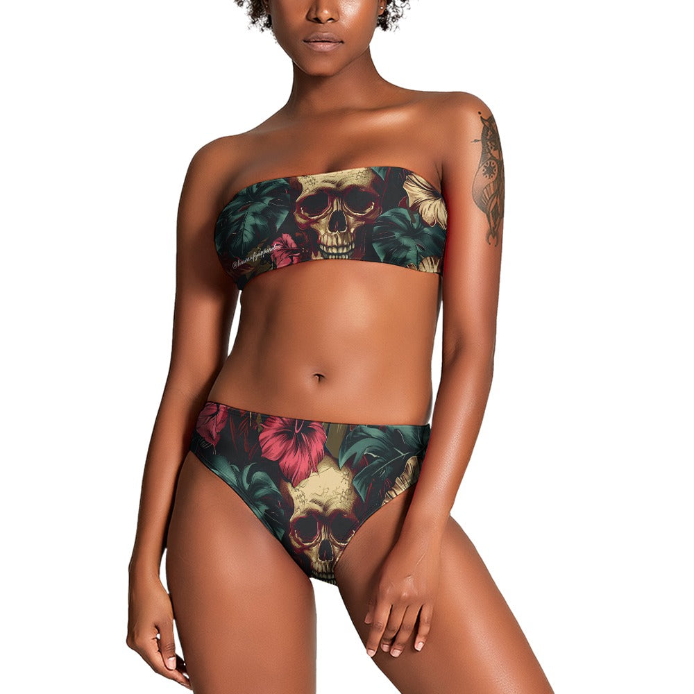 Dia de los Muertos Skully Ladies Two Piece Bikini Swimsuit
