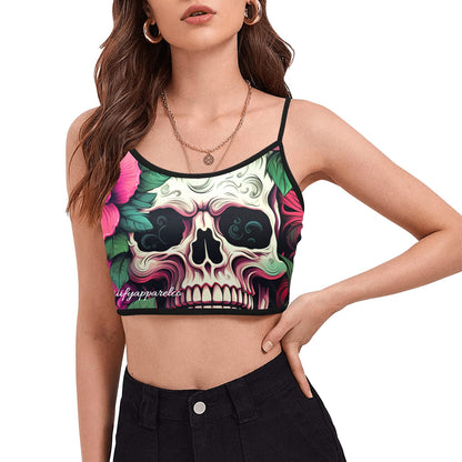 Dia de los Muertos Rosé Women's Spaghetti Strap Crop Top