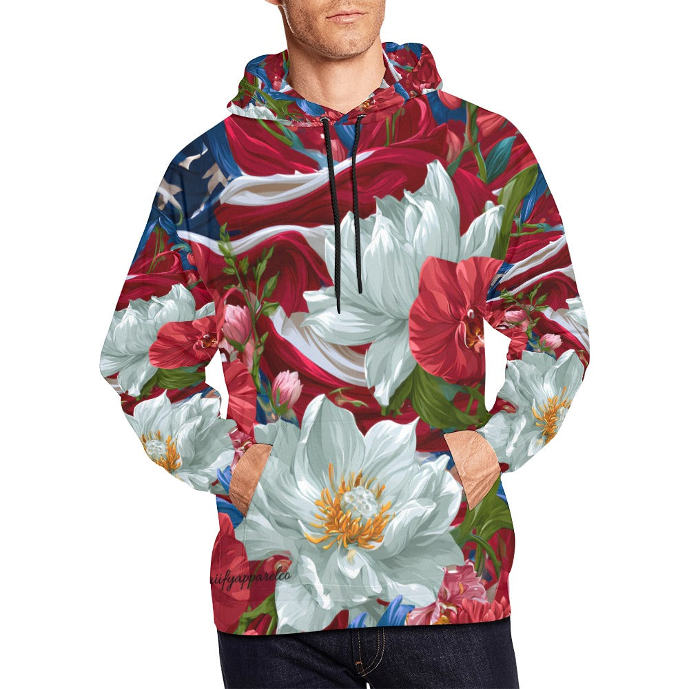 USA White Lotus American Flag Hoodie
