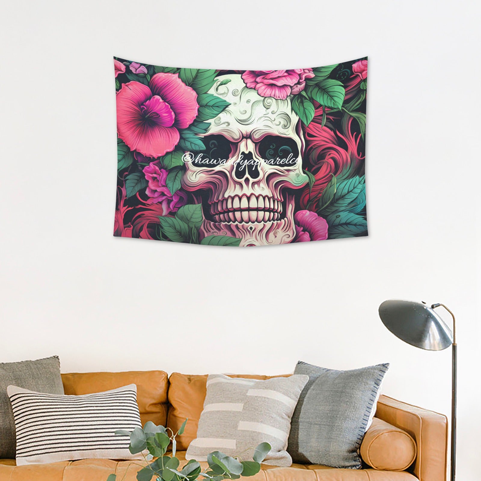 Dia de los Muertos Rosé Cotton Linen Tapestry 40"x 30"