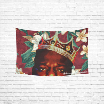 Biggie Smalls White Lotus Cotton Linen Tapestry 60"x 40" Made in USA Free shipping