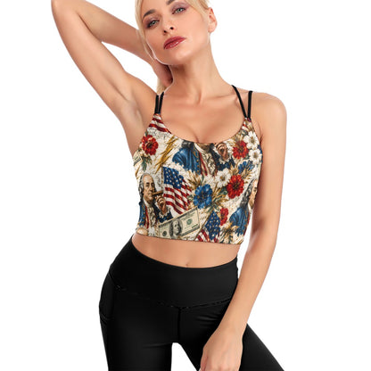 Benjamin Franklin Printin' Money Cropped Yoga Top