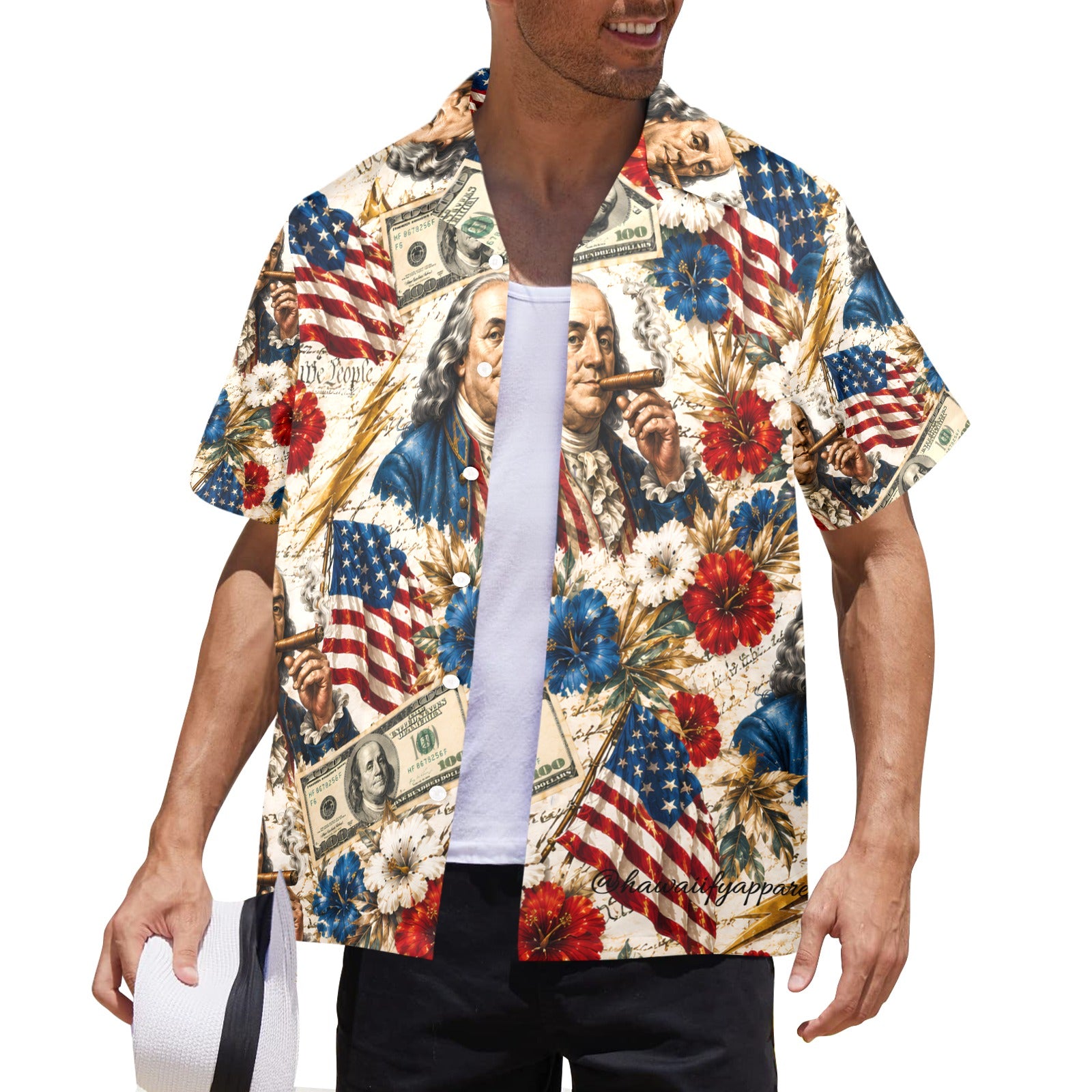Benjamin Franklin Printin' Money" Men's Hawaiian Shirt