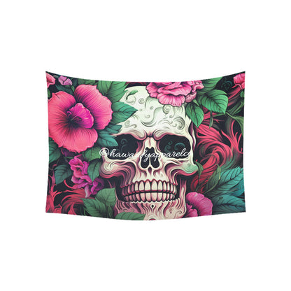 Dia de los Muertos Rosé Cotton Linen Tapestry 40"x 30"