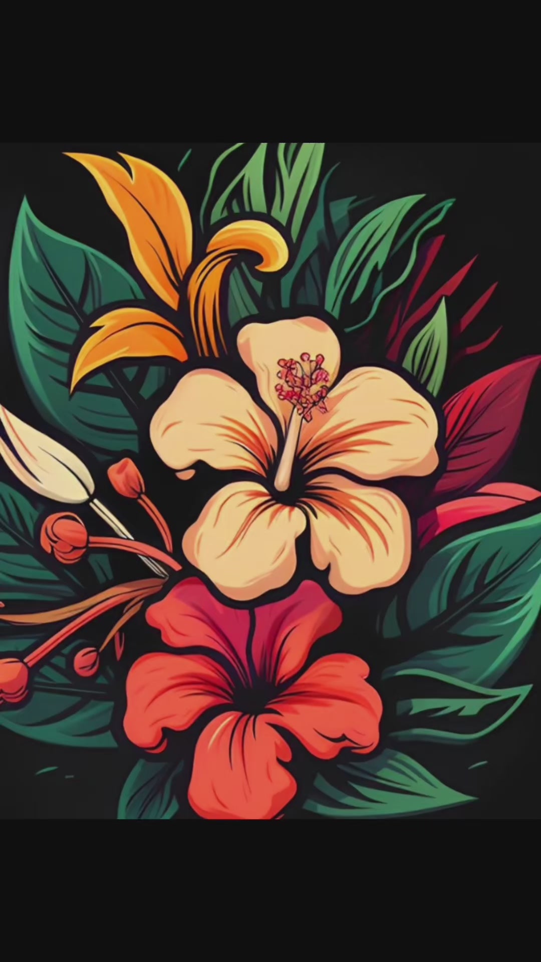 Black Panther Floral Cropped Yoga Top